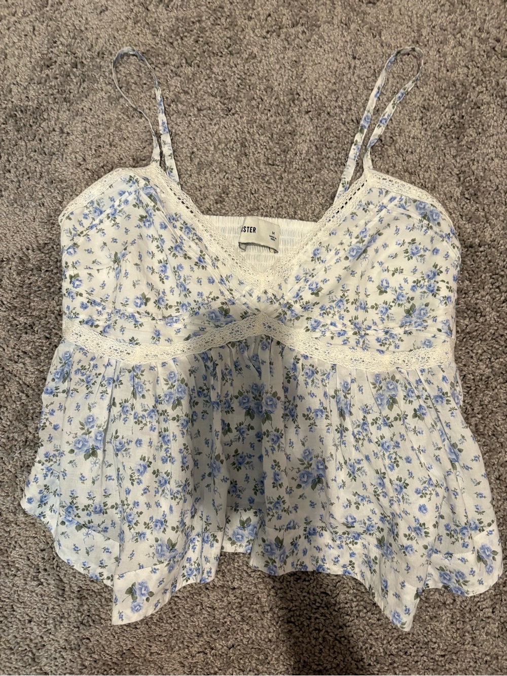Hollister Blue Floral Babydoll Top (no tags, but never worn)